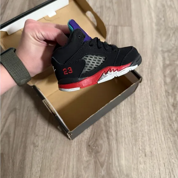 Jordan 5 Retro TD Black and Red Shoes