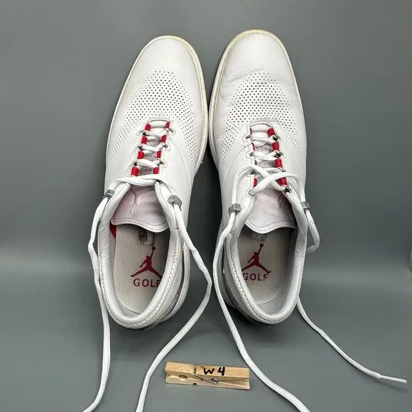 Jordan ADG 4 Men's 11.5 White Pure Platinum Leather Golf Shoes Lace-Up Low Top