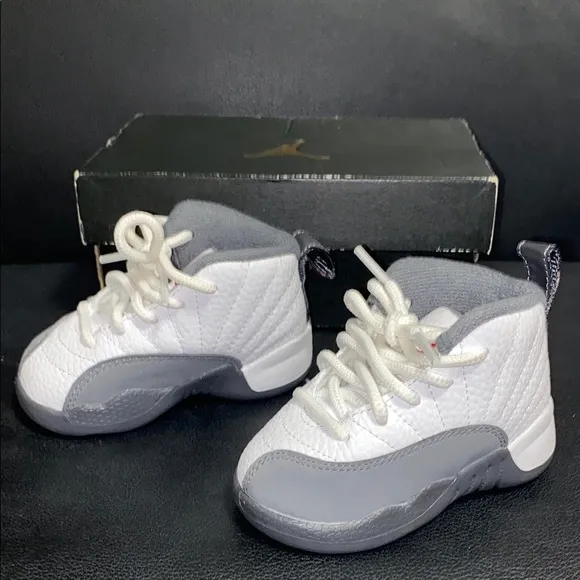 Jordan Kids Retro 12 Shoes - White and Gray
