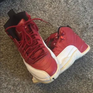 Jordan Red and White Athletic Shoes High-Top Design