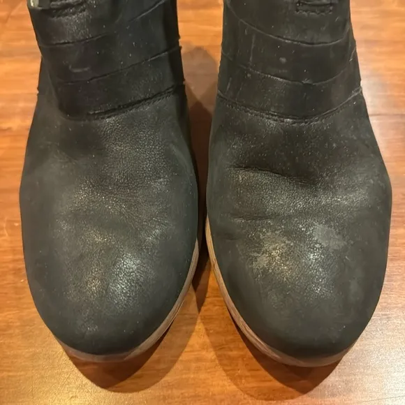 Josef Seibel Bonnie Ankle Boot 39 8 1/2 Booties Black Leather 3” Chunky Heel