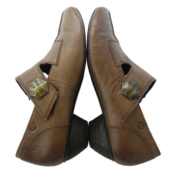 Josef Seibel Tina Mary Jane Leather Comfort Shoes Low Heel Brown  37 US 6/6.5