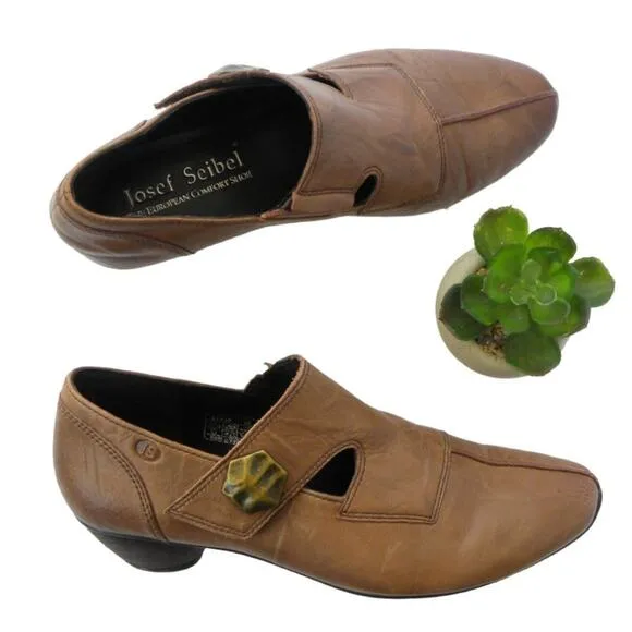 Josef Seibel Tina Mary Jane Leather Comfort Shoes Low Heel Brown  37 US 6/6.5