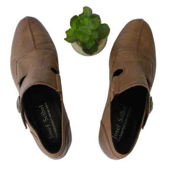 Josef Seibel Tina Mary Jane Leather Comfort Shoes Low Heel Brown  37 US 6/6.5