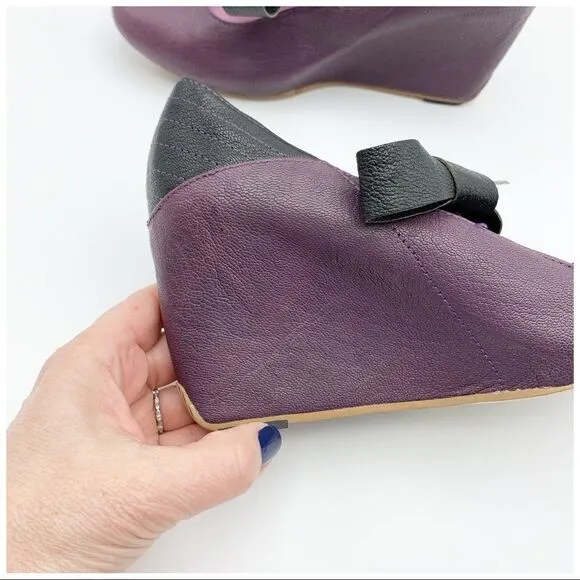 J Shoes Betty Purple Funky Wedge w/Bow Sz 7