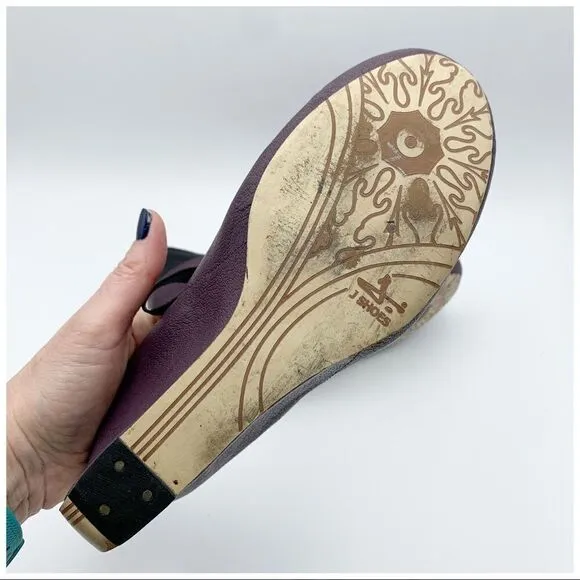 J Shoes Betty Purple Funky Wedge w/Bow Sz 7