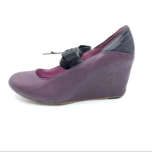 J Shoes Betty Purple Funky Wedge w/Bow Sz 7