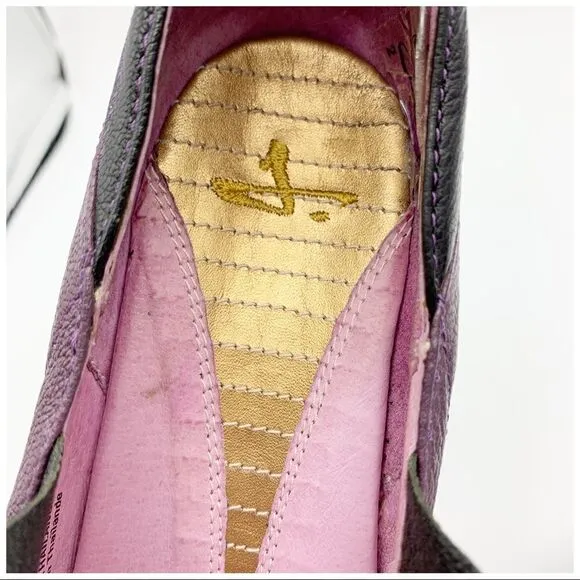 J Shoes Betty Purple Funky Wedge w/Bow Sz 7