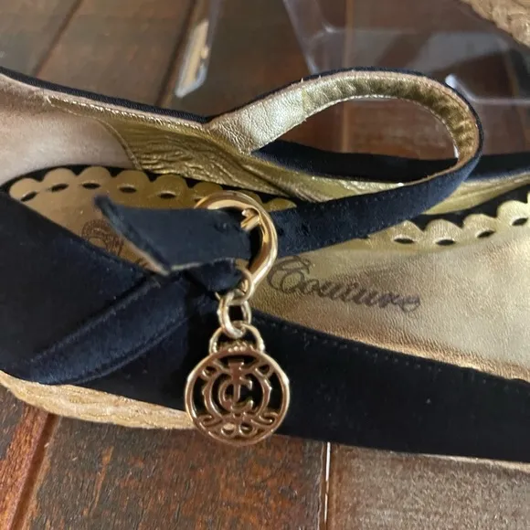 Juicy Couture Black Espadrille Sandals Size 8.5
