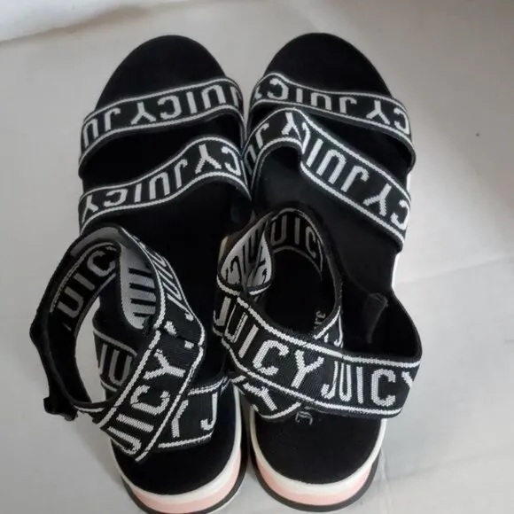 Juicy Couture Impulse Printed Logo Platform Sandals Shoes Women's Size 11 WOMANS