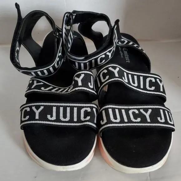 Juicy Couture Impulse Printed Logo Platform Sandals Shoes Women's Size 11 WOMANS