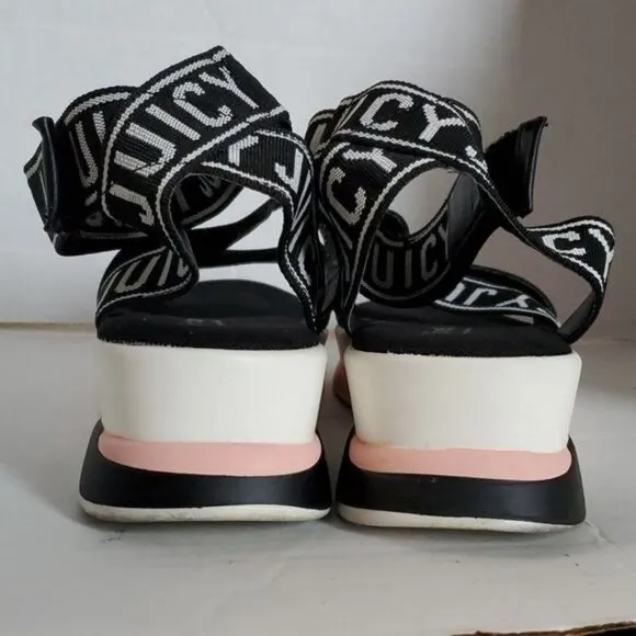 Juicy Couture Impulse Printed Logo Platform Sandals Shoes Women's Size 11 WOMANS