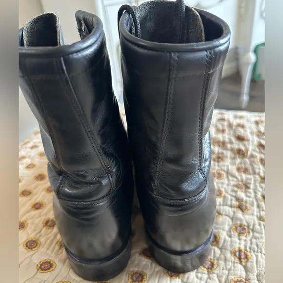 Justin Black Lace-Up Leather Boots size 8 men’s 9.5 women’s