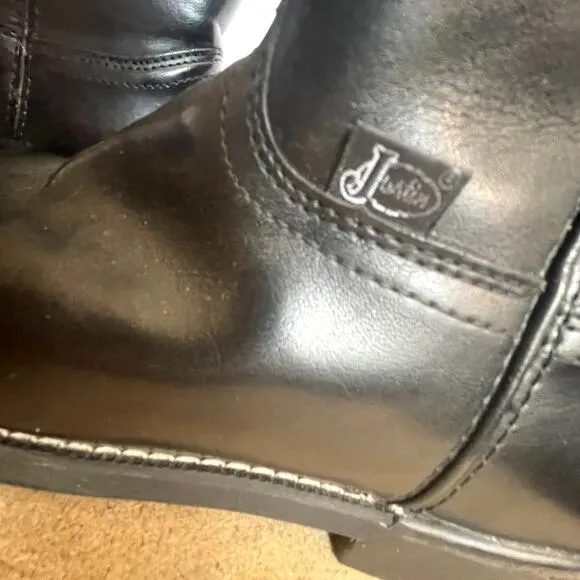 Justin Black Western Boots Size 7.5B Men's cowboy JBL3000