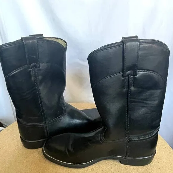 Justin Black Western Boots Size 7.5B Men's cowboy JBL3000