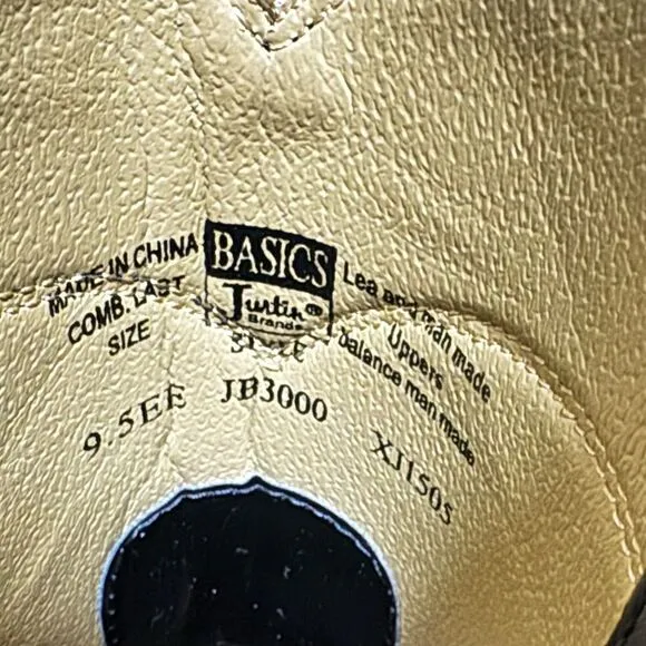 Justin Boots Black Cowboy Boots- Men's Size 9.5EE