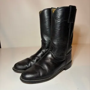 Justin Boots Cora Round Toe Cowboy Women Black Boots Sz 6.5 C Made USA L3703