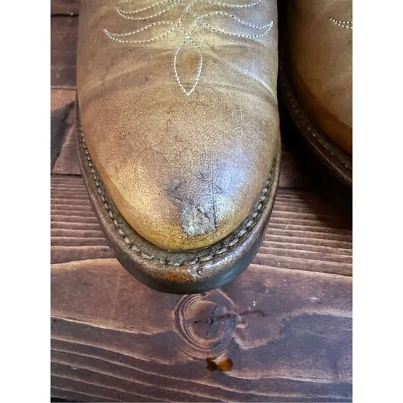 Justin Boots Men’s Leather Cowboy Boots Size 8.5D Yellow/Gold Style 1122 Made In
