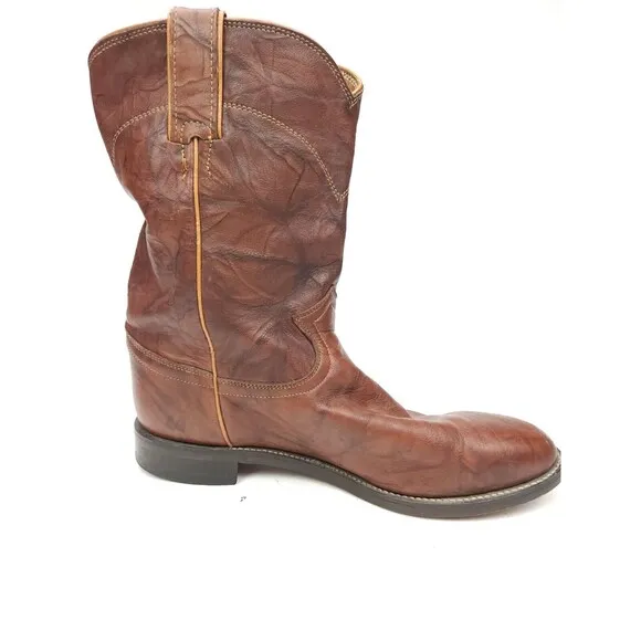 Justin Boots Mens Marbled Chestnut Brown Roper Western Boots 3163 Size 8 D