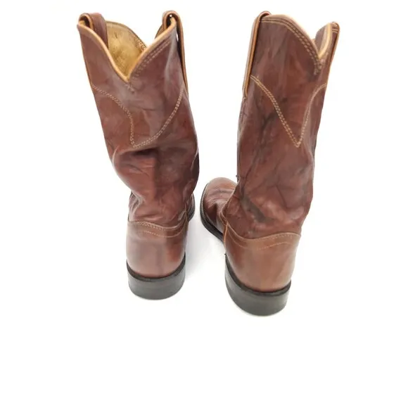Justin Boots Mens Marbled Chestnut Brown Roper Western Boots 3163 Size 8 D