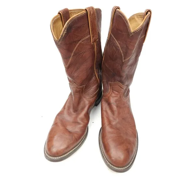 Justin Boots Mens Marbled Chestnut Brown Roper Western Boots 3163 Size 8 D