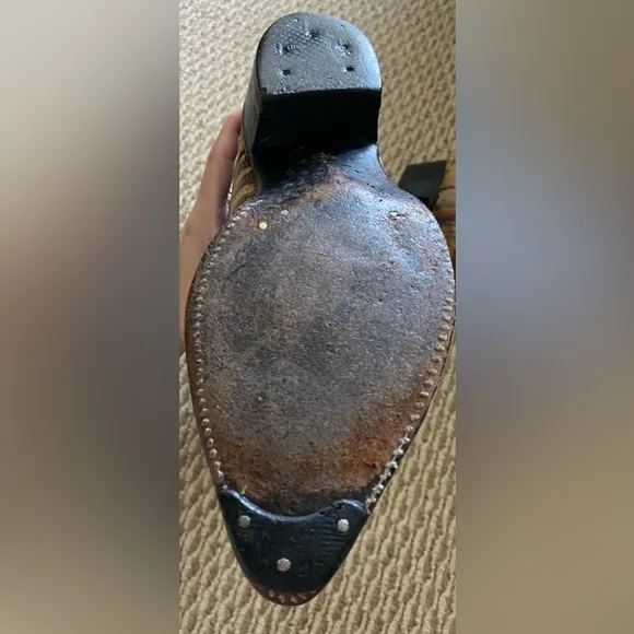Justin Ringtale Lizard Brown and Black Western Boots Rare!