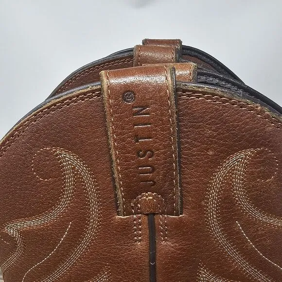 Justin‎ Stampede 13&quot; Brown 2565 Leather Western Boots Size 10 EE Men's Workwear