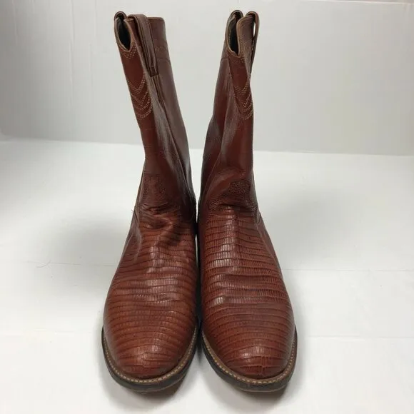Justin Women's Westerns Boots Brown Cognac Lizard Boots 6.5