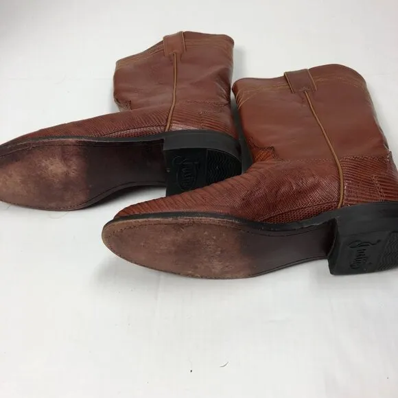 Justin Women's Westerns Boots Brown Cognac Lizard Boots 6.5