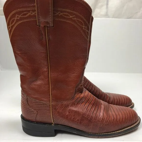 Justin Women's Westerns Boots Brown Cognac Lizard Boots 6.5