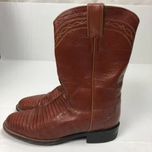 Justin Women's Westerns Boots Brown Cognac Lizard Boots 6.5