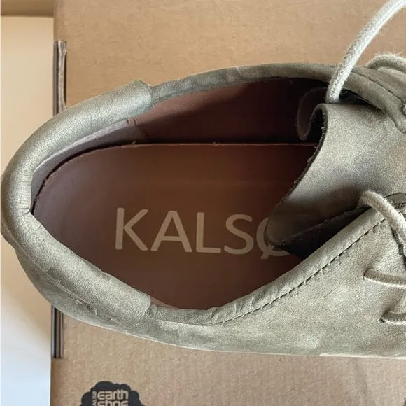 Kalso Earth Shoe Darby Mens 11 Olive Green Suede Nubuck Leather Lace Up NIB