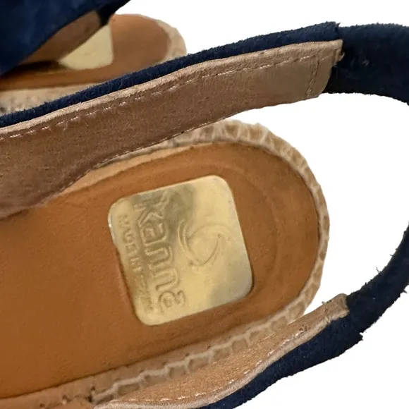 Kanna Blue Suede Flat Espadrilles Sandals