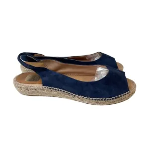 Kanna Blue Suede Flat Espadrilles Sandals