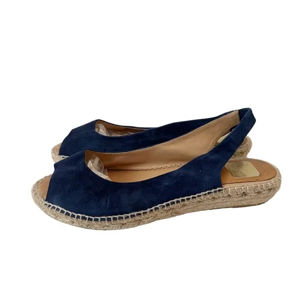 Kanna Blue Suede Flat Espadrilles Sandals