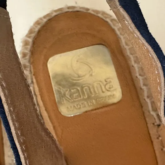 Kanna Blue Suede Flat Espadrilles Sandals