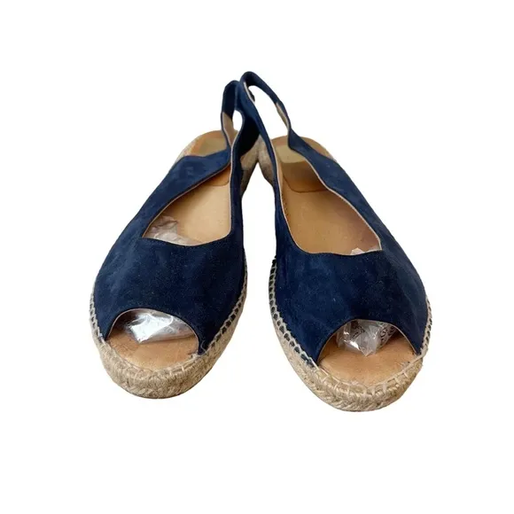 Kanna Blue Suede Flat Espadrilles Sandals