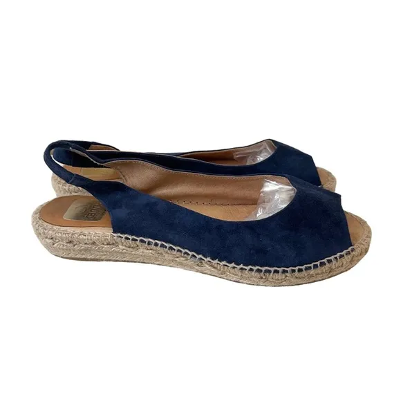Kanna Blue Suede Flat Espadrilles Sandals