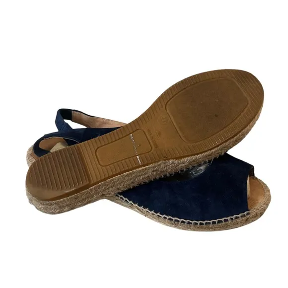Kanna Blue Suede Flat Espadrilles Sandals