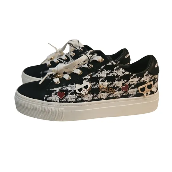 Karl Lagerfeld Paris Cambie Women Cate Pins Houndstooth Sneaker Size 6M