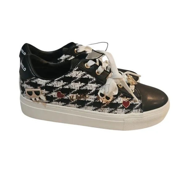 Karl Lagerfeld Paris Cambie Women Cate Pins Houndstooth Sneaker Size 6M