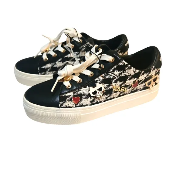 Karl Lagerfeld Paris Cambie Women Cate Pins Houndstooth Sneaker Size 6M