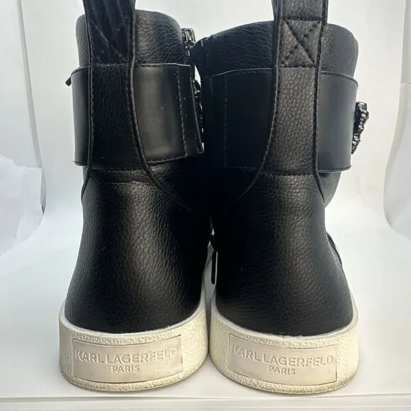 Karl Lagerfeld Paris Jeren Embellished Leather High-Top Sneakers size 9