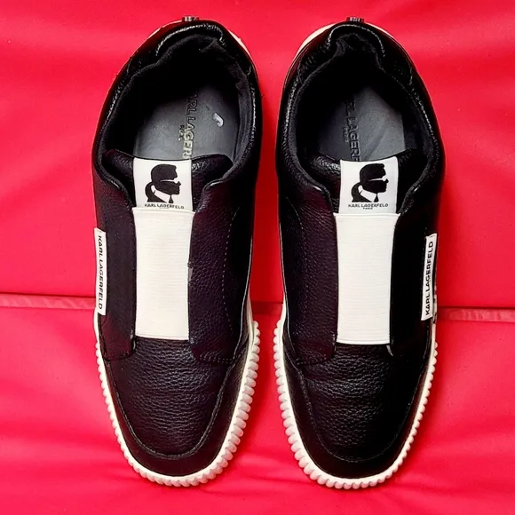 Karl Lagerfeld Paris Jolisa Premium Black Leather Women's Slip On Shoes size 9.5