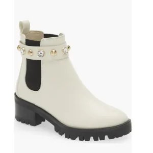 Karl Lagerfeld Paris Porshay Lug Sole Boots in Bone/White, Size 39 New w/o Box