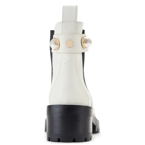 Karl Lagerfeld Paris Porshay Lug Sole Boots in Bone/White, Size 39 New w/o Box