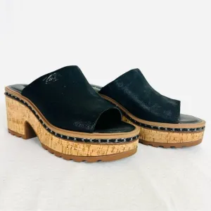 KARL LAGERFELD Women’s Clarina Black Leather Slip on Platform Sandals, Size 8.5