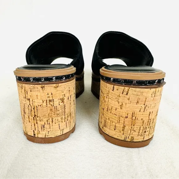 KARL LAGERFELD Women’s Clarina Black Leather Slip on Platform Sandals, Size 8.5