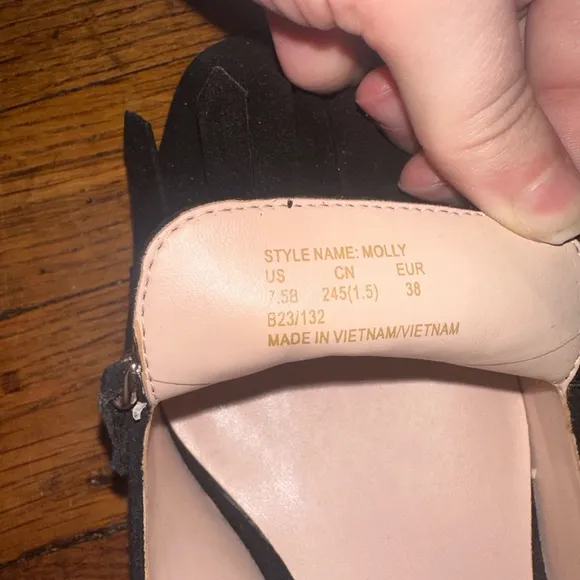 Kate Spade Black and Silver Molly Loafers Chunky Block Heel with Chain Size 7.5B