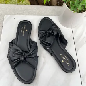 KATE SPADE Black Leather bow sandals size 6 new